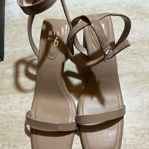 Mix No. 6 Taupe Strappy Ankle-Strap Block Heel Sandals